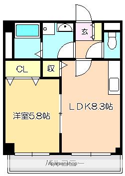 マリベールグローリエ(1LDK/4階)の間取り写真
