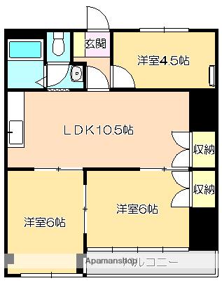 メイプル高須(3LDK/3階)の間取り写真