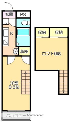 グランドムール高須(1K/3階)の間取り写真