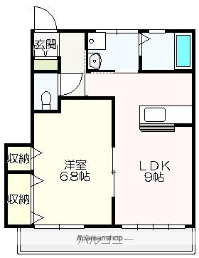 北添マンション(1LDK/3階)の間取り写真