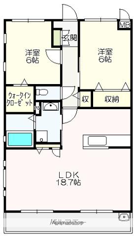 グランドール百石Ⅱ(2LDK/5階)の間取り写真