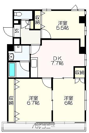 セトルFUJIMOTO(3DK/3階)の間取り写真
