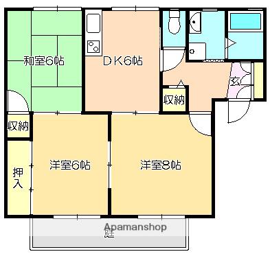 ハイツシャンテB棟(3DK/1階)の間取り写真