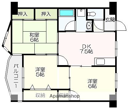 インペリアル西本1(3DK/3階)の間取り写真