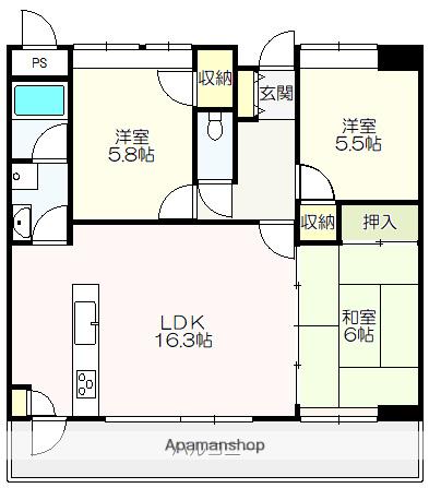 アストーレ青柳(3LDK/3階)の間取り写真