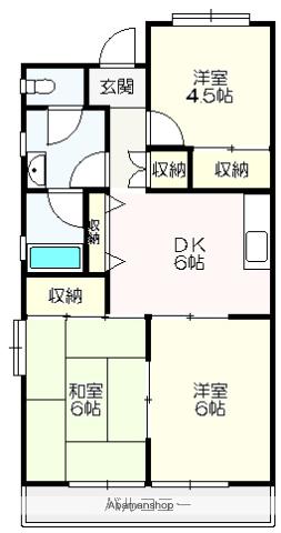 山中ハイツⅠ(3DK/4階)の間取り写真