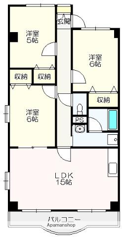 リップルガーデンⅡ(3LDK/1階)の間取り写真