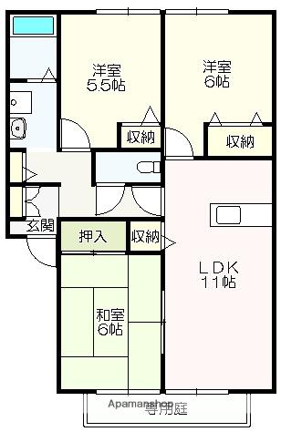 パークハウス A棟(3LDK/1階)の間取り写真