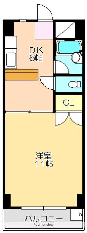 武内マンション(1DK/5階)の間取り写真