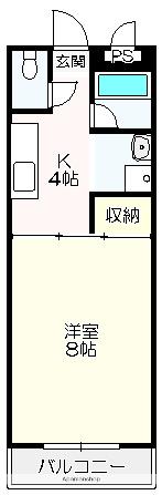 Aクイック(1K/2階)の間取り写真