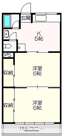 北村マンション(2K/2階)の間取り写真
