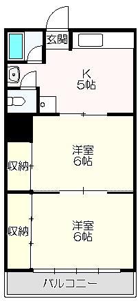 北村マンション(2K/3階)の間取り写真