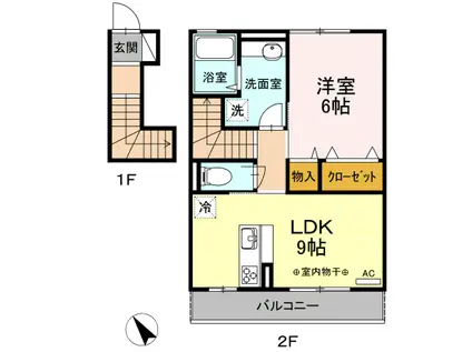 サザンコートⅢ(1LDK/2階)の間取り写真