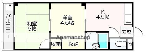 コーポフジ(2K/4階)の間取り写真