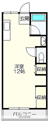 コーポ早坂(ワンルーム/3階)の間取り写真