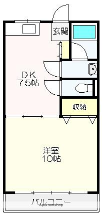 シルキーハイツ(1DK/2階)の間取り写真