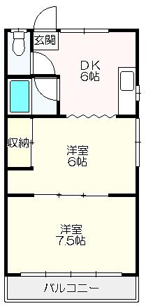 グランドコーポ高須(2DK/2階)の間取り写真