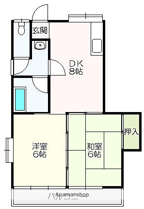 マンション第一五台山(2DK/4階)の間取り写真