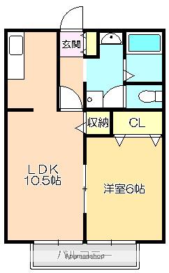 リヴェール高須(1LDK/2階)の間取り写真