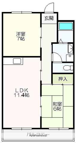 ビラ・プリンチぺⅠ(2LDK/2階)の間取り写真