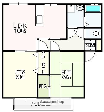エクレールB棟(2LDK/2階)の間取り写真