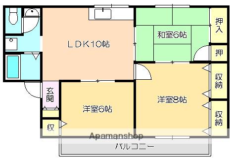 マンションハウス中村(3LDK/2階)の間取り写真