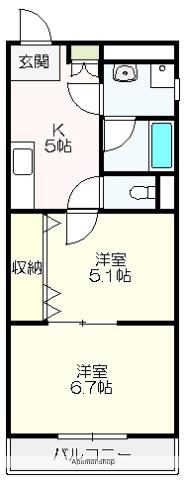 エクセル南金田(2K/4階)の間取り写真