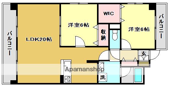 グランドール桜井(2LDK/11階)の間取り写真