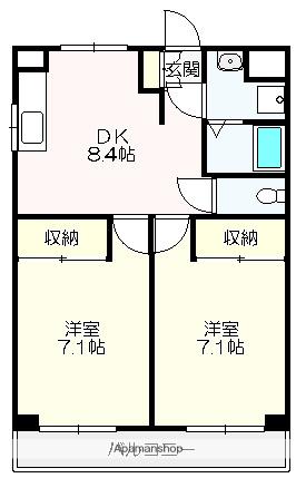 エスパス(2DK/3階)の間取り写真
