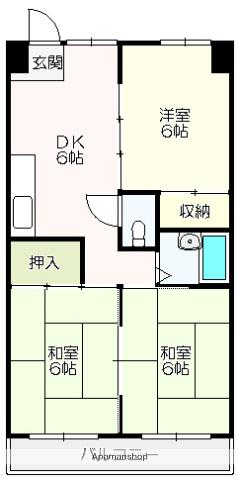 第13つくもコーポ(3DK/6階)の間取り写真