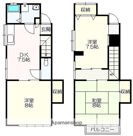 一ツ松アパート(3DK/1階)の間取り写真