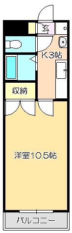 レジデンス・ユニ(1K/2階)の間取り写真