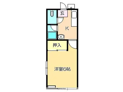 門田コーポ(1K/1階)の間取り写真