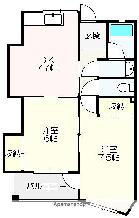 MS高須(2DK/3階)の間取り写真