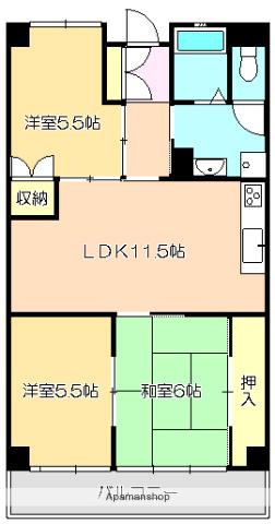 パークサイド高須Ⅱ(3LDK/1階)の間取り写真