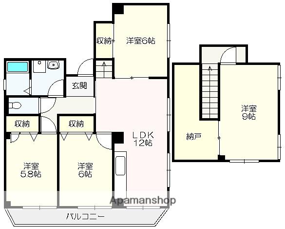 コーポNINOMIYAⅢ(4LDK/4階)の間取り写真