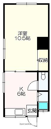 コーポ上村(1DK/3階)の間取り写真
