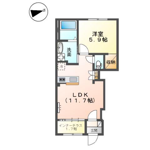 LE SOURIRE(1LDK/1階)の間取り写真