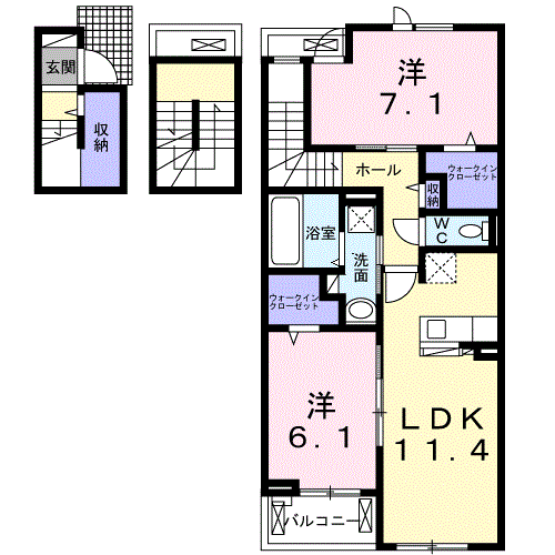 カルムⅠ(2LDK/3階)の間取り写真