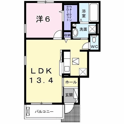 ペルル東浜Ⅱ(1LDK/1階)の間取り写真