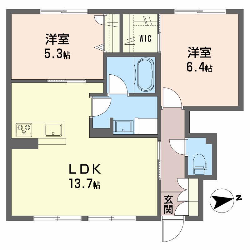 シャーメゾン・トムテ(2LDK/1階)の間取り写真