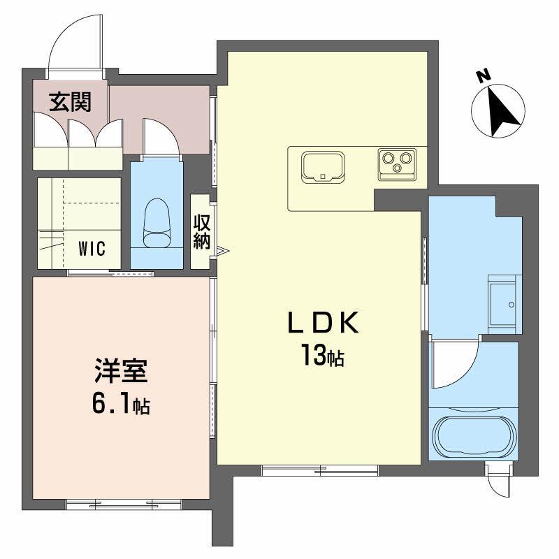 ベレオガーデンズHATA(1LDK/1階)の間取り写真