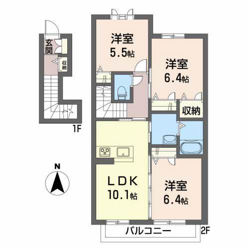 シャーメゾン ラ・フレーズ(3LDK/2階)の間取り写真