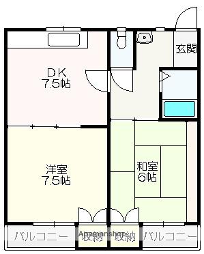 南国ショールーム(2DK/2階)の間取り写真
