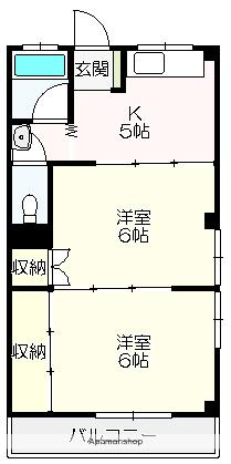 吉岡マンション(2K/2階)の間取り写真