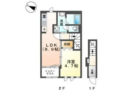 土佐くろしおなはり 後免駅 徒歩10分 2階建 新築(1LDK/2階)の間取り写真