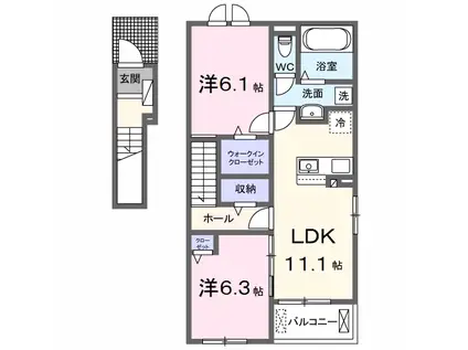 デナーダ(2LDK/2階)の間取り写真