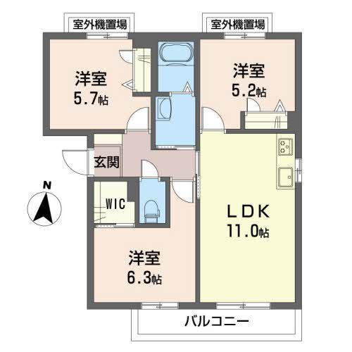 シャーメゾンクレールA(3LDK/2階)の間取り写真