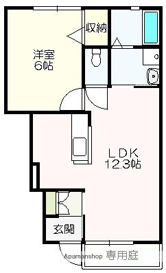 フローラル薊野Ⅵ(1LDK/1階)の間取り写真