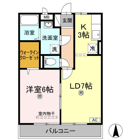ビレッジ北久保 C棟(1LDK/3階)の間取り写真
